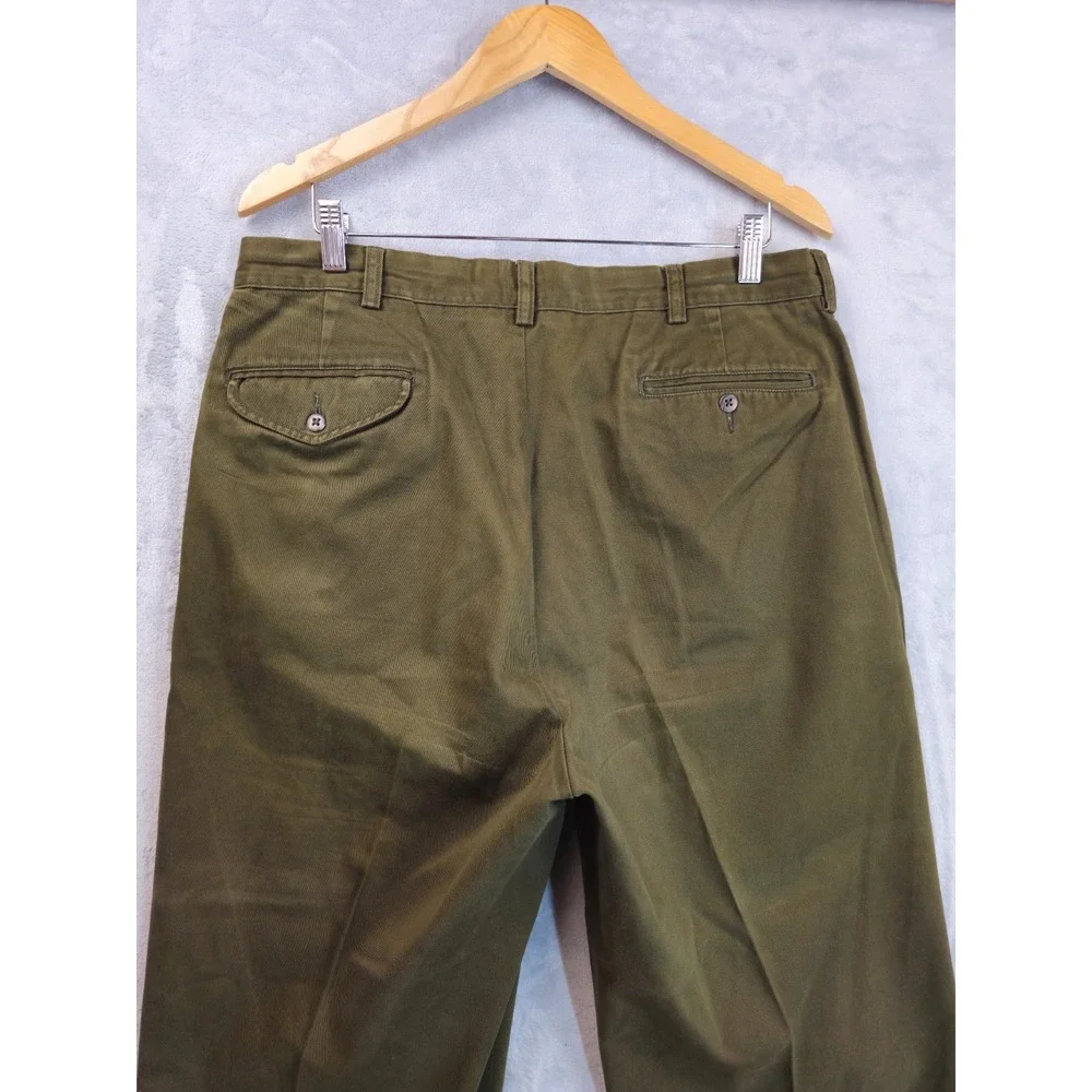 Polo Ralph Lauren Hammond Pant 35x29 Pleated Cuff Trouser Chino Vintage Green